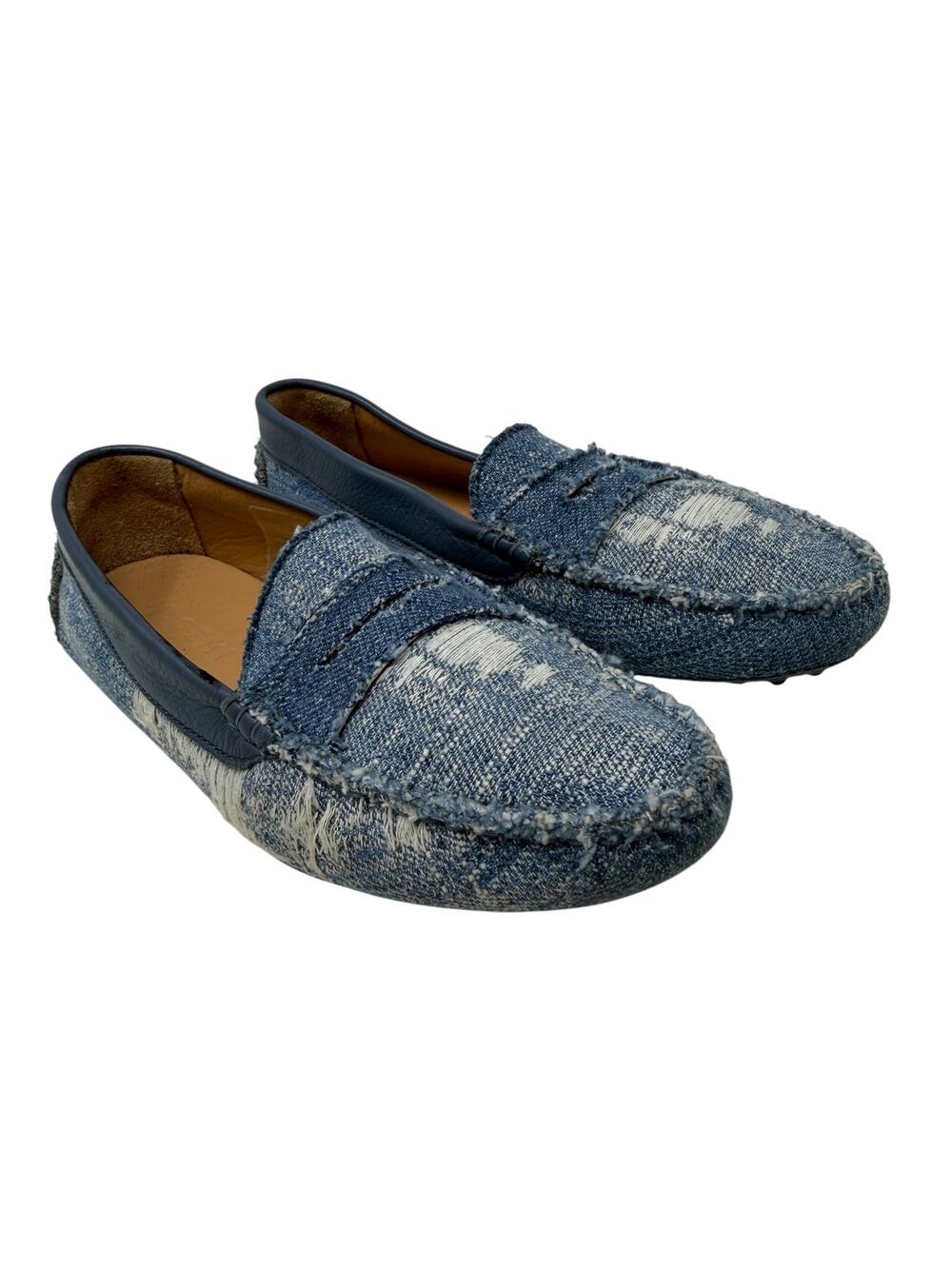M.Gemi The Pastoso Distressed Denim Penny Driving Loafers Blue Size 35.5 US‎ 5.5